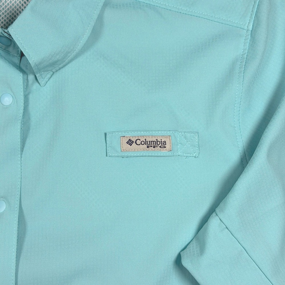 Columbia PFG Womens Medium Blue Long Sleeve Snap Front Fishing Shirt Ventilated - Picture 10 of 12